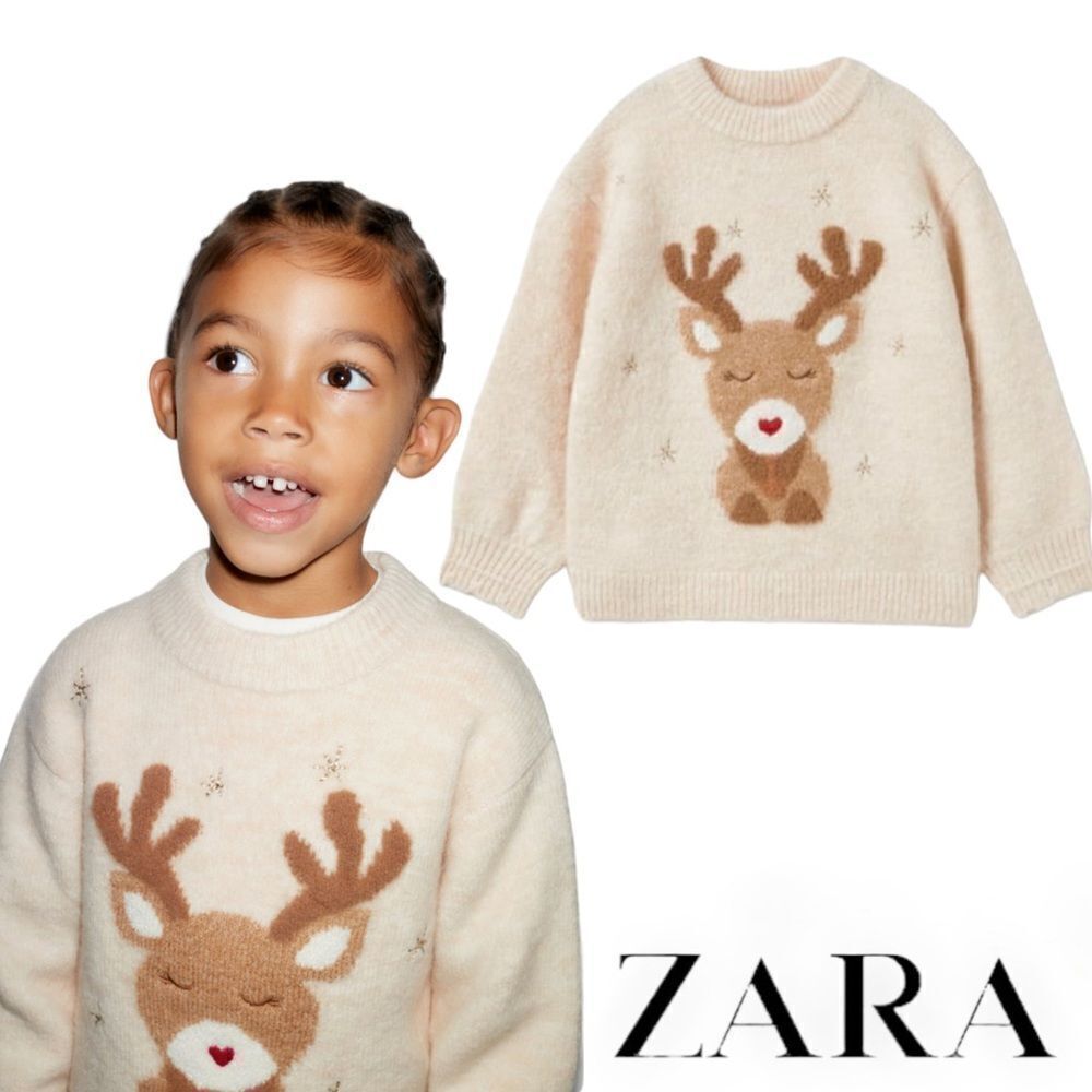 ZARA Kids | Ecru | REINDEER KNIT SWEATER
